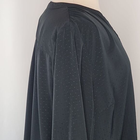 Ava & Viv Black Long Sleeve Dot Textured Blouse - Picture 5 of 10